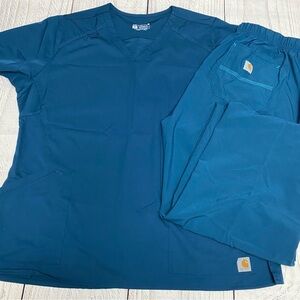 Carhartt Teal Modern Fit Scrub Set Shirt and pants XL 2